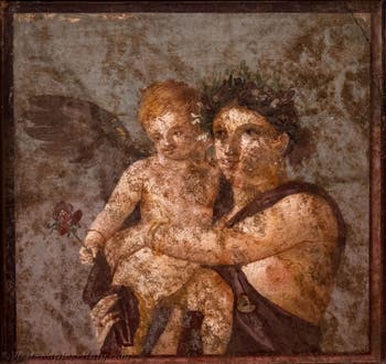 Fresco of a Maenad with a Cupid, Pompeii, Casa Cecilius Lucundus, Archaeological Museum of Naples