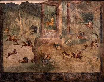 Fresco The Massacre of the Niobids, Pompeii, Casa del Marinaio, Archaeological Museum of Naples