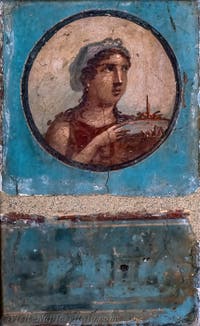 Medallion and Landscape Fresco, Herculaneum, Archaeological Museum of Naples