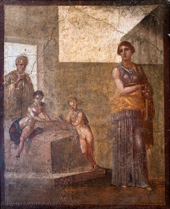 Fresco, Medea and her children, House of the Dioskouros, Pompeii, Archaeological Museum of Naples