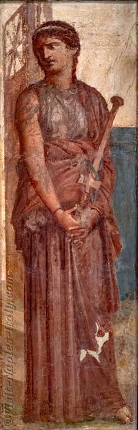 Fresco: Medea, holding her sword, meditates on the death of her children, Augusteum, Herculaneum, Archaeological Museum of Naples