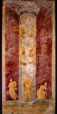 Fresco depicting the murder of the Niobids, Pompeii, Casa dei Dioskouros, Archaeological Museum of Naples