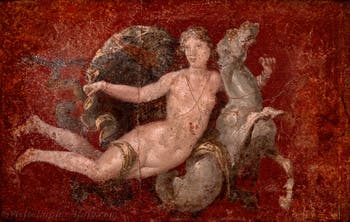 Fresco of Nereid on a sea horse, Stabiae, Villa di Arianna, Archaeological Museum of Naples
