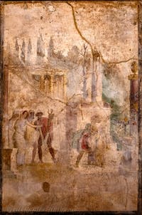 Fresco Odysseus steals the Palladium, Pompeii, II 6, Triclino, Archaeological Museum of Naples