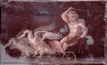 Fresco of Cupid on a chariot, Pompeii, Archaeological Museum of Naples