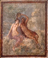 Fresco of Perseus lifting the head of Medusa and Andromeda, Pompeii, Casa della Saffo, Archaeological Museum of Naples