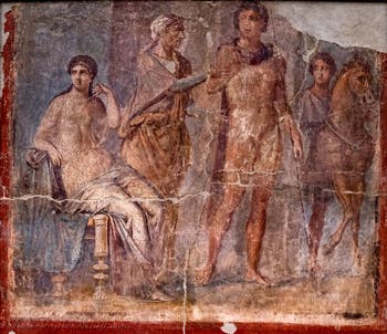 Fresco depicting Phaedra on a throne and Hippolytus, Herculaneum, Archaeological Museum of Naples