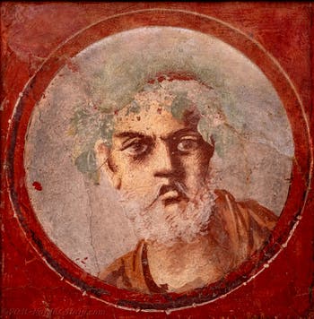 Fresco Portrait of an elderly man, Pompeii, Casa del Citarista, Archaeological Museum of Naples