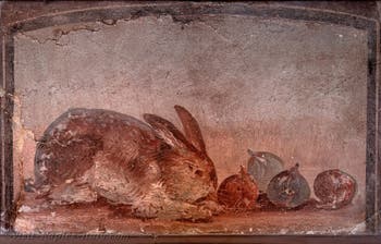 Fresque Rabbit and Figs, Pompeii, Archaeological Museum of Naples