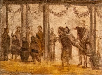 Fresco depicting the punishment of a pupil, Pompeii, Praedia di Giulia Felice, Archaeological Museum of Naples
