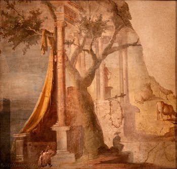 Mural depicting the Sacred Gate and the Velum, Pompeii, Temple of Isis, Archaeological Museum of Naples