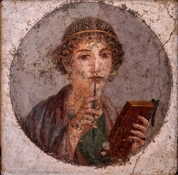 Fresco of the poetess Sappho, Pompeii, Insula Occidentalis, Archaeological Museum of Naples