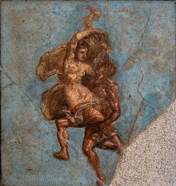 Fresco of a Satyr and a Maenad in Flight, Pompeii, House of the Dioskouros, Archaeological Museum of Naples