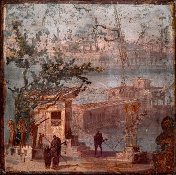 Mural depicting a river or seascape, Stabiae, Villa Saint Mark, Archaeological Museum of Naples