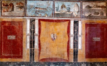 Decorative fresco and still lifes, Pompeii, Praedia di Giulia Felice, Archaeological Museum of Naples