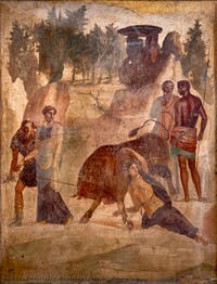 Fresco depicting the torment of Dirce, Pompeii, Casa Granduca di Toscana, Archaeological Museum of Naples