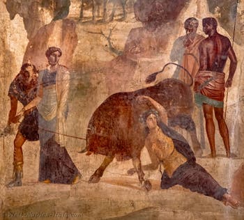 Fresco depicting the torment of Dirce, Pompeii, Casa Granduca di Toscana, Archaeological Museum of Naples