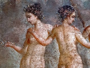 Fresco, The Three Graces, the Charites Aglaia, Euphrosyne and Thalia, Pompeii, House of Titus Dentatius Panthera, Archaeological Museum of Naples