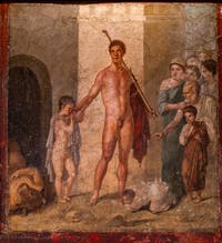 Fresco depicting Theseus, liberator of the Athenians, Pompeii, House of Gavius Rufus, Archaeological Museum of Naples