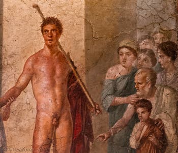 Fresco depicting Theseus, liberator of the Athenians, Pompeii, House of Gavius Rufus, Archaeological Museum of Naples