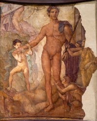 Fresco depicting Theseus, liberator of the Athenians, Herculaneum, Augusteum, Archaeological Museum of Naples