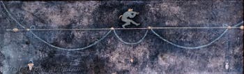 Mural depicting a tightrope-walking satyr, Pompeii, Villa di Cicerone, Archaeological Museum of Naples
