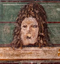 Fresco Tragic Mask, Pompeii, Insula Orientalis, Archaeological Museum of Naples