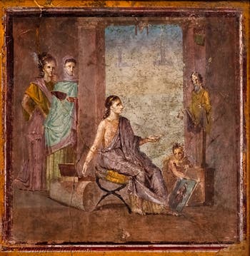 Fresco of a female painter, Pompeii, Casa del Chirurgo, Archaeological Museum of Naples