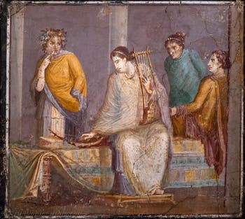 Musician and actress fresco, Pompeii, Archaeological Museum of Naples