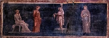 Predella fresco, Dionysian initiation, Obscene Bacchus, Herculaneum, Archaeological Museum of Naples