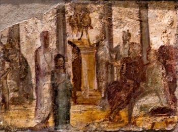 Fresco Girl before the magistrates, Pompeii, Praedia di Giulia Felice, Archaeological Museum of Naples