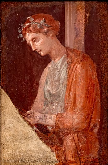 Fresco Girl making an offering, Stabiae, Archaeological Museum of Naples