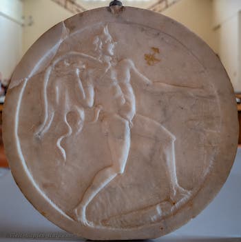Oscillum with a satyr, Garden of House IX 1.7, Pompeii, Archaeological Museum of Naples, Italy