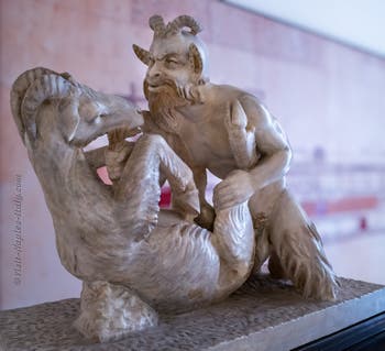 The god Pan with a goat, Herculaneum, Villa dei Papiri, Erotic Cabinet, Archaeological Museum of Naples