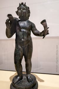 Small satyr with a wineskin and a drinking horn, Villa dei Papiri, Herculaneum, Archaeological Museum of Naples, Italy
