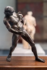 Drunken satyr with a wineskin, Casa del Centenario, Pompeii, Archaeological Museum of Naples, Italy