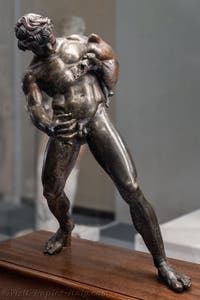 Drunken satyr with a wineskin, Casa del Centenario, Pompeii, Archaeological Museum of Naples, Italy