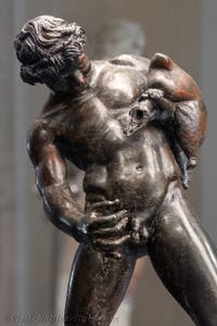 Drunken satyr with a wineskin, Casa del Centenario, Pompeii, Archaeological Museum of Naples, Italy