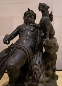 Ancient satyr used as a fountain, Villa dei Papiri, Herculaneum, Archaeological Museum of Naples, Italy