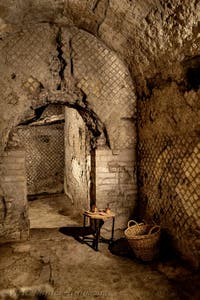 A Taberna or shop in the underground Neapolis district beneath the Basilica of San Lorenzo Maggiore in Naples, Italy
