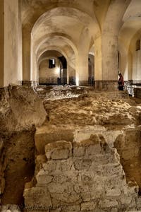 Remains of the second cryptoporticus of the underground Neapolis beneath the Basilica of San Lorenzo Maggiore in Naples, Italy