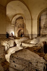 Remains of the second cryptoporticus of the underground Neapolis beneath the Basilica of San Lorenzo Maggiore in Naples, Italy