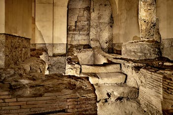 Remains of the second cryptoporticus of the underground Neapolis beneath the Basilica of San Lorenzo Maggiore in Naples, Italy