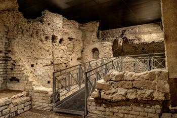 Rooms in the Schola area of the underground Neapolis, beneath the Basilica of San Lorenzo Maggiore in Naples, Italy