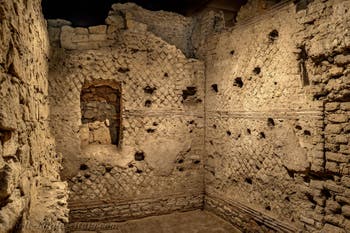 Rooms in the Schola area of the underground Neapolis, beneath the Basilica of San Lorenzo Maggiore in Naples, Italy