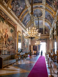 The Hall of Ambassadors at the Royal Palace of Naples in Italy and the frescoes by Belisario Corenzio