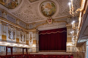 The theatre of the court of the Royal Palace in Naples, Italy