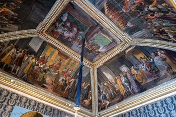 The second antechamber of the Royal Palace of Naples in Italy, paintings by Belisario Corzenzio