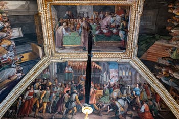 The second antechamber of the Royal Palace of Naples in Italy, paintings by Belisario Corzenzio