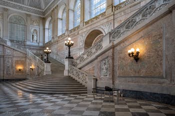 The Grand Staircase at the Royal Palace in Naples, Italy